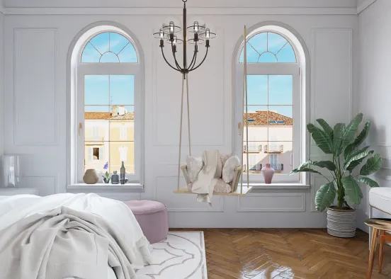 Cute contemporary bedroom Design Rendering