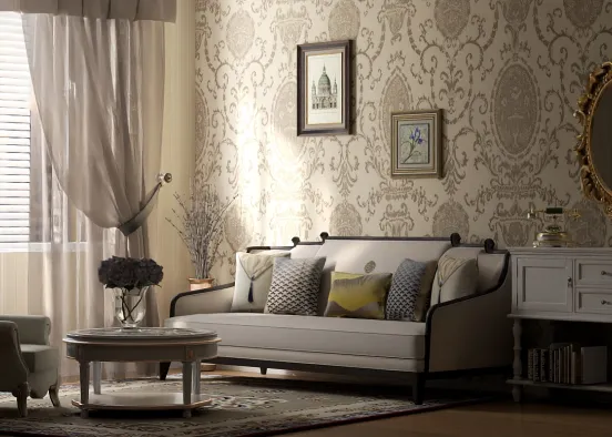 Beautiful living room.  Design Rendering