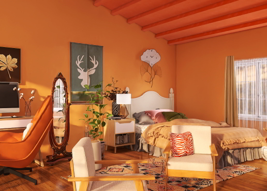 vintage autumn bedroom Design Rendering