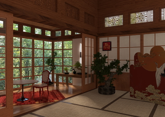 Interior oriental relajante Design Rendering