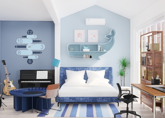 Blue room for My father  Design Rendering