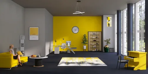 yellow and grey office😍