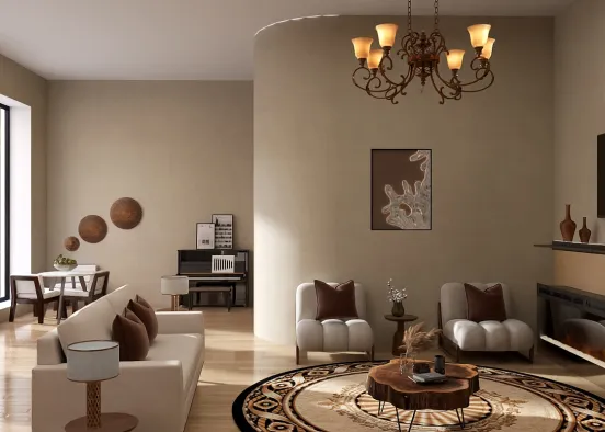 Living room warm for family Design Rendering