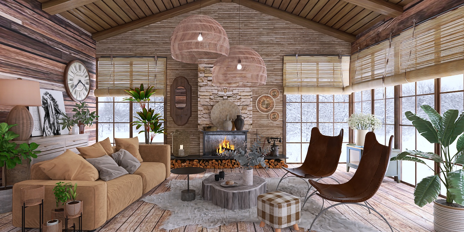 Rustic brown room