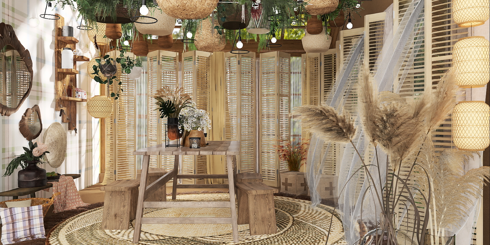 Rustic sunroom dining