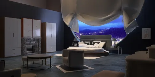 Bedroom with fireplace