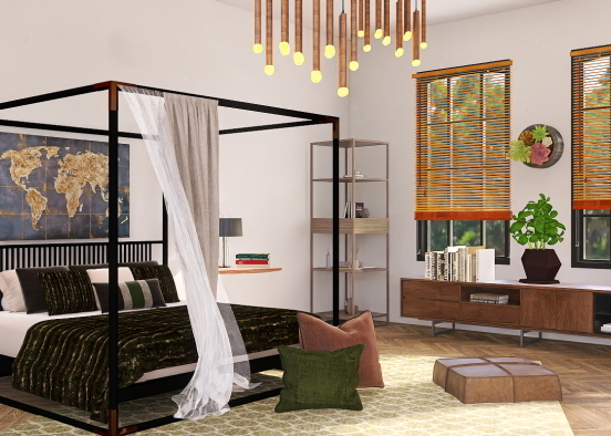 Wood bedroom  Design Rendering