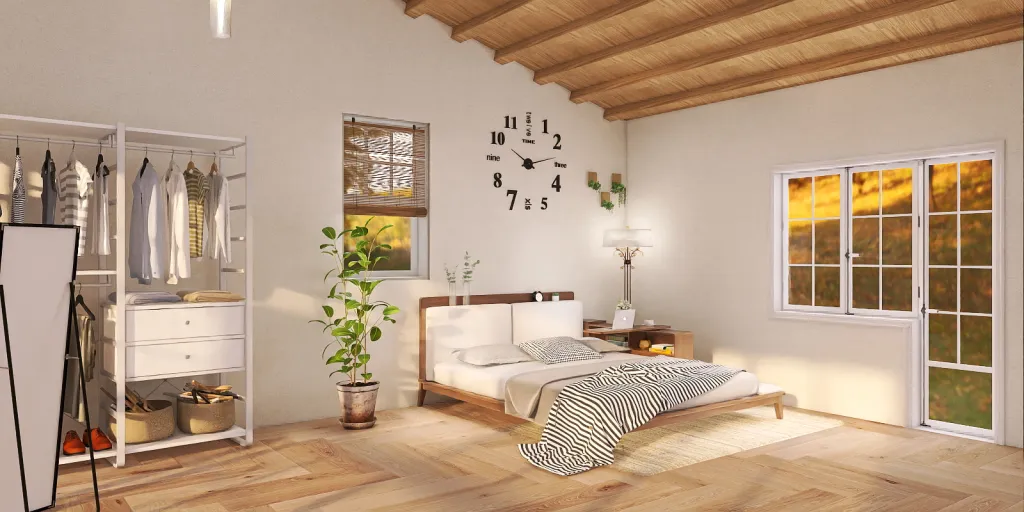 a bedroom with a bed, a dresser, and a window 