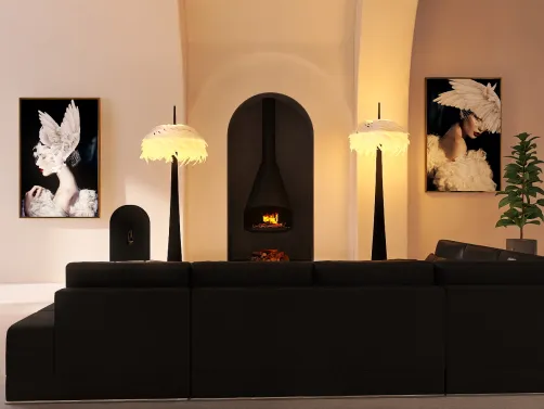 Luxury black living room 