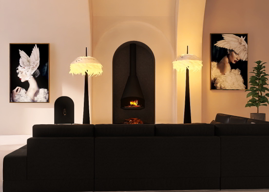 Luxury black living room  Design Rendering