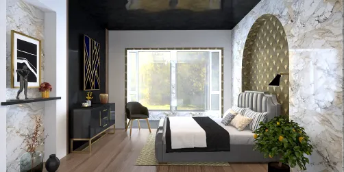 Luxury/Art Deco Black & Gold Bedroom