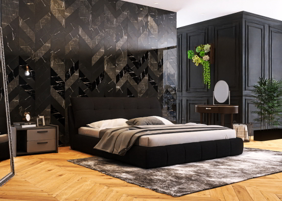 black bedroom
 Design Rendering