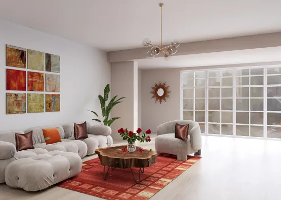 Chic Mediterranean style living room Design Rendering