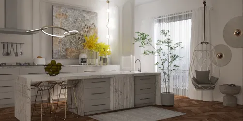 Kitchen white and marble