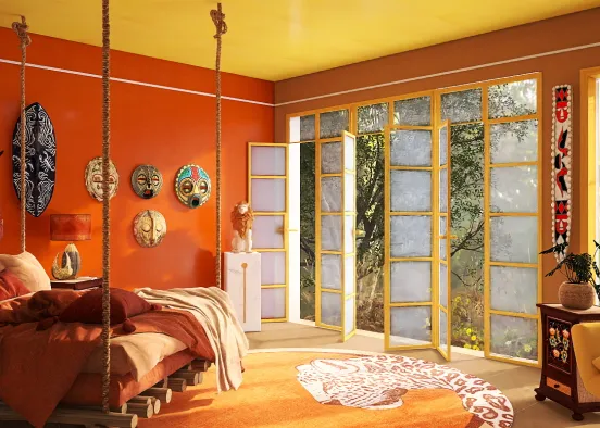 African inspired bedroom  Design Rendering