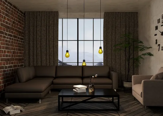 # Industrial and rustic living room design 🤎 Renderização de Design