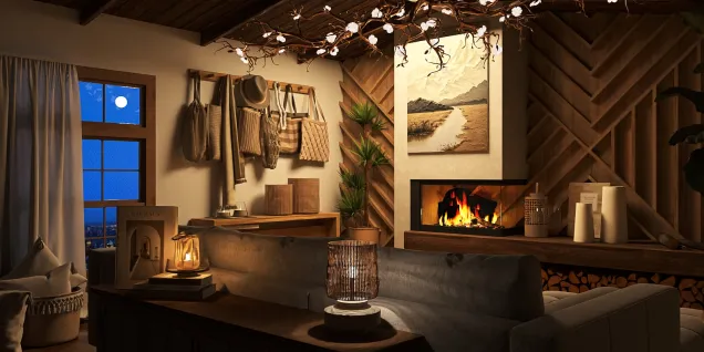 Natural Wood Living Room 🪵🪴🕯️
