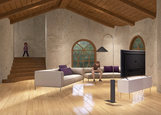 scandinavian living room Design Rendering