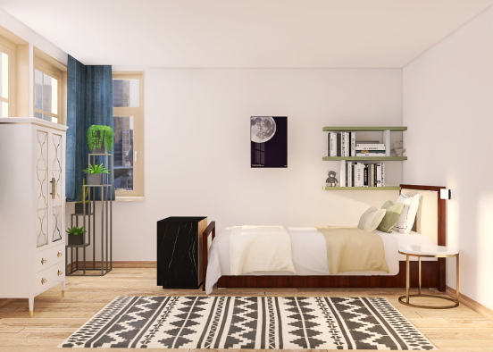 Aesthetic Simple Kid Bedroom Design Rendering