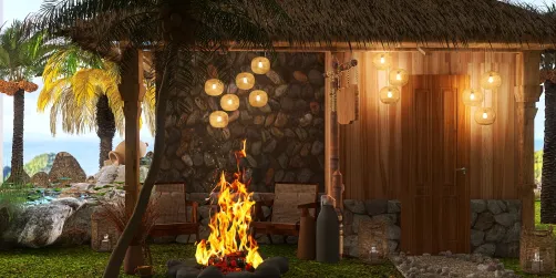 Wood and Stone House 🪵🪨🔥🌴