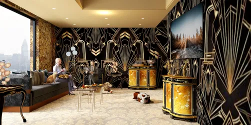 Black and gold living room 