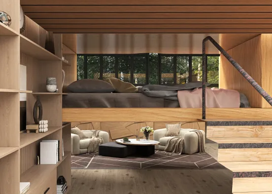Inside the log cabin  Design Rendering