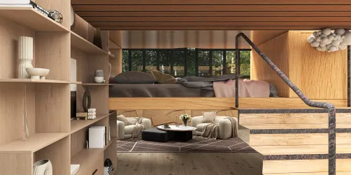 Inside the log cabin 