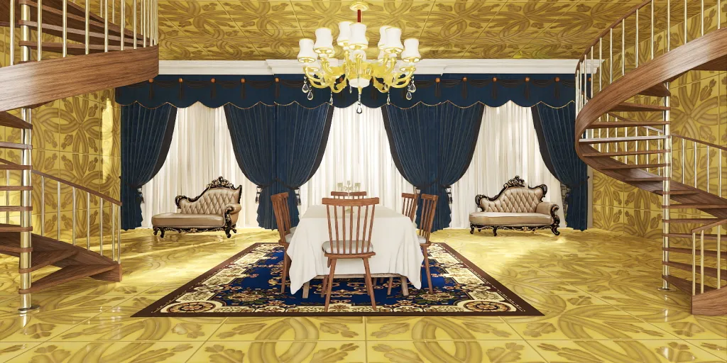 a room with a large white table and a large white rug 