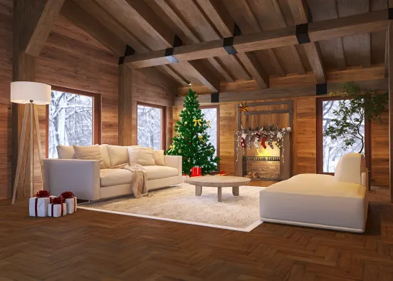 Cozy Cabin Living Room Design Rendering