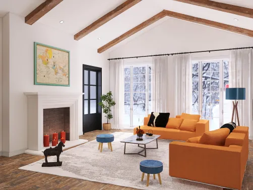 Sala branca e laranjinha 🧡🤍