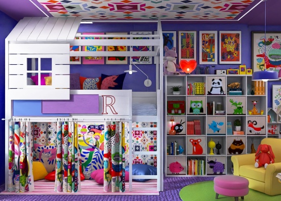Cheerful Children’s Room Design Rendering