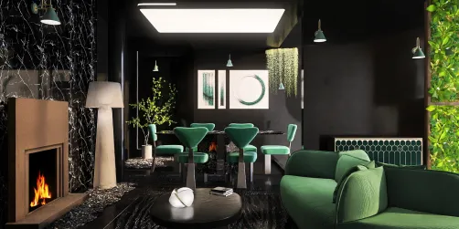 Luxury black&green living room 