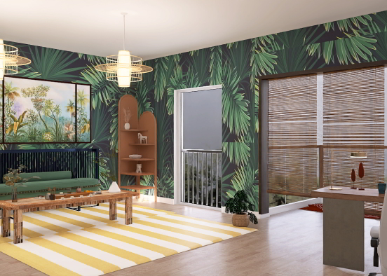 Tropical living space Design Rendering