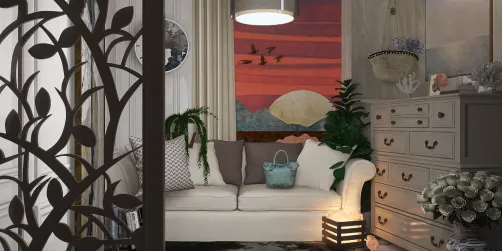 Ocean Sunset Off White Seating Room