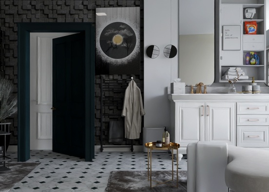 🖤 X 🤍 Modern Bathroom  Design Rendering