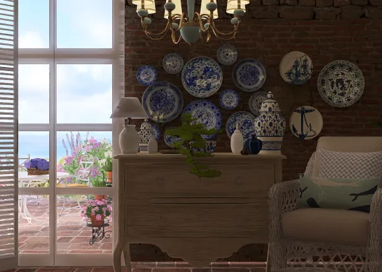 # Blue&white interior  Renderização de Design