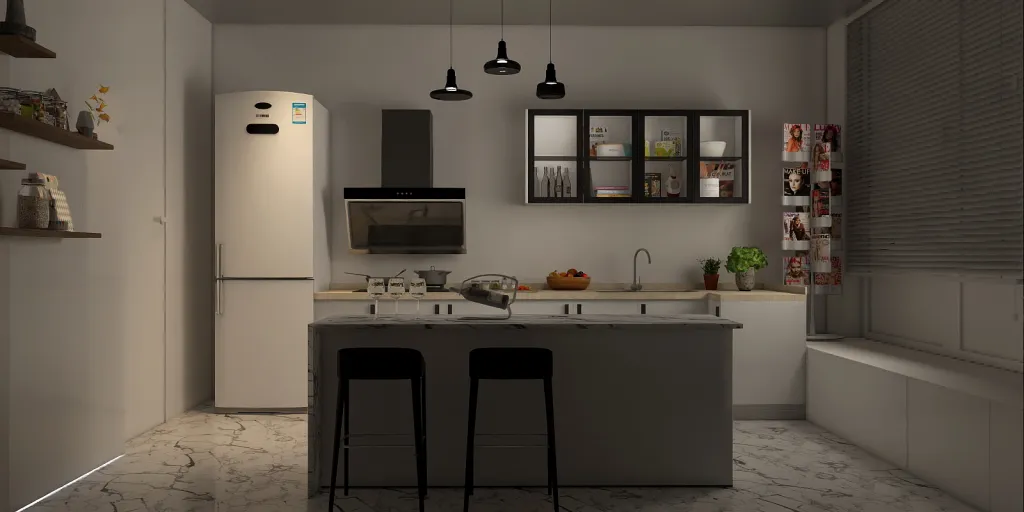 a kitchen with a refrigerator, sink, microwave and a dishwasher 