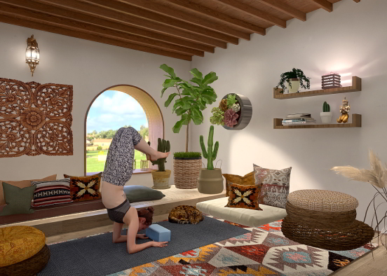 Peaceful earthy living with my cat Design Rendering