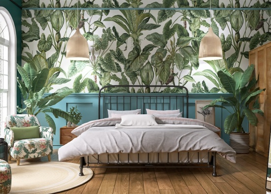 Tropical bedroom interior💚😌🌿 Design Rendering