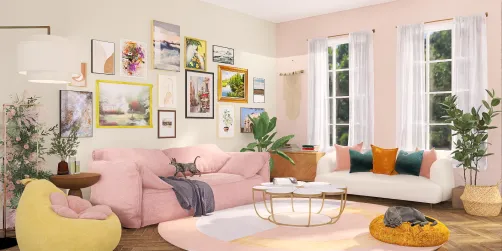 Pastel maximalist living room