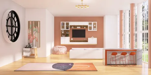 modern pink tv room and lounge 