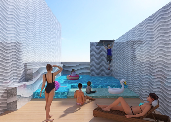 Outdoor pool with diving board! Design Rendering