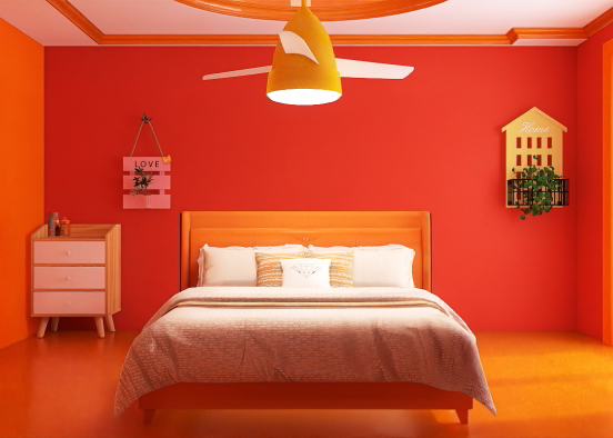 simple autumn bedroom  Design Rendering