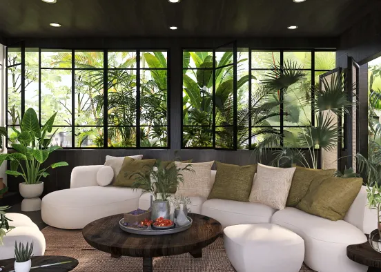 Tropical Living Room  Design Rendering