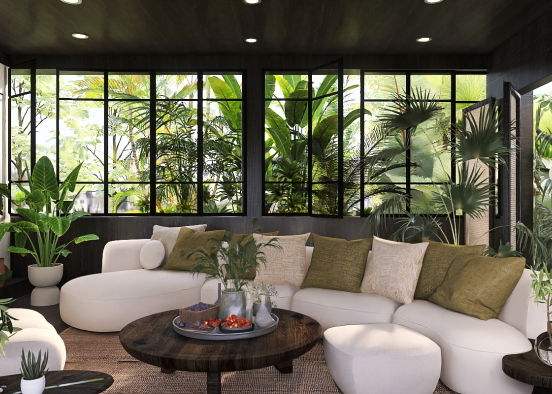 Tropical Living Room  Design Rendering