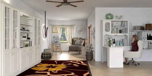 home office with white walls

