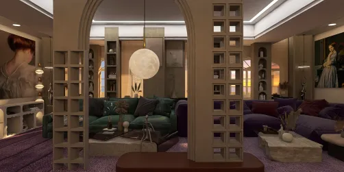 Green and purple living room idea 💡