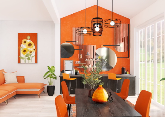 Groovy Orange Diningroom  Design Rendering