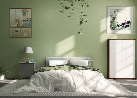 Cottagecore / green themed bedroom  Design Rendering