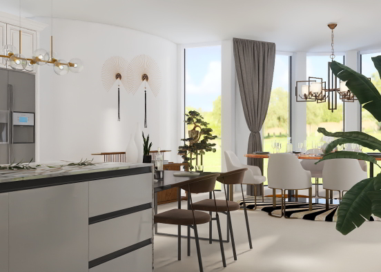 Kitchen & dining combo  Design Rendering